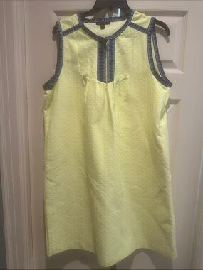 J. Crew Yellow Shift Dress with Navy Trim